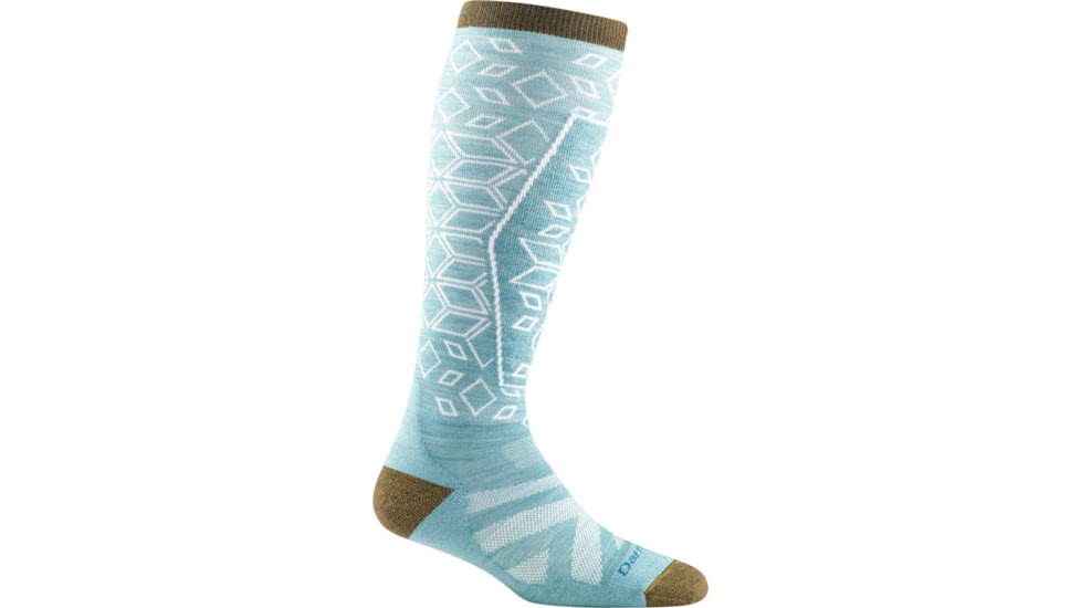 Darn Tough Traverse OTC Lightweight w/ Cushion w/ Padded Shin Ski Sock - Womens, Aqua, Medium, 8022-AQUA-M-DARN