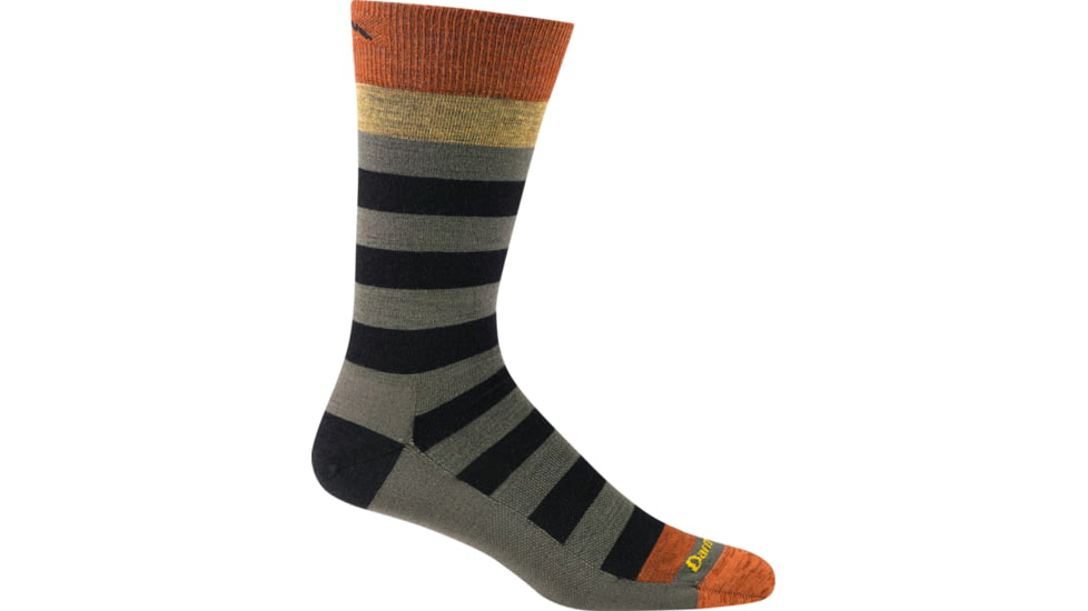 Darn Tough Warlock Crew Light Sock - Mens, Black/Fatigue, Small, 1618-BLACK/FATIGUE-S-DARN