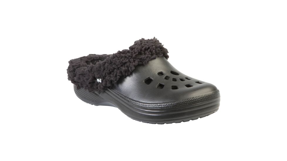 Womens FleeceDawg Clogs, Black with Black, 9-10
