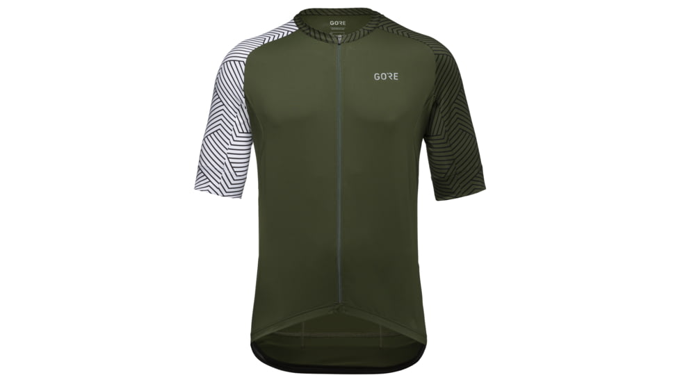 GOREWEAR Mens C5 Cycling Jersey in Utility Green/White Medium Form fit A58973A2, 100164-BH01-L