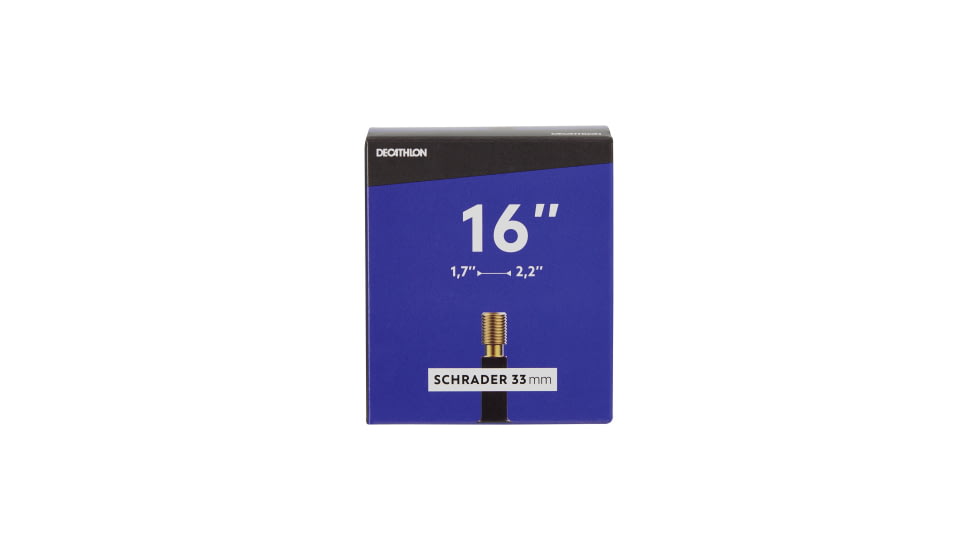 Decathlon Assurance Sports Btwin Schrader Inner Tube Cycle Parts, Black, 16x1.7-2.2 inch, 3608409943309