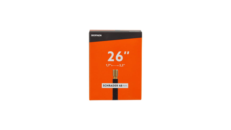 Decathlon Assurance Sports Btwin Schrader Inner Tube Cycle Parts, Black, 26x1.7-2.2 inch, 3608409856265