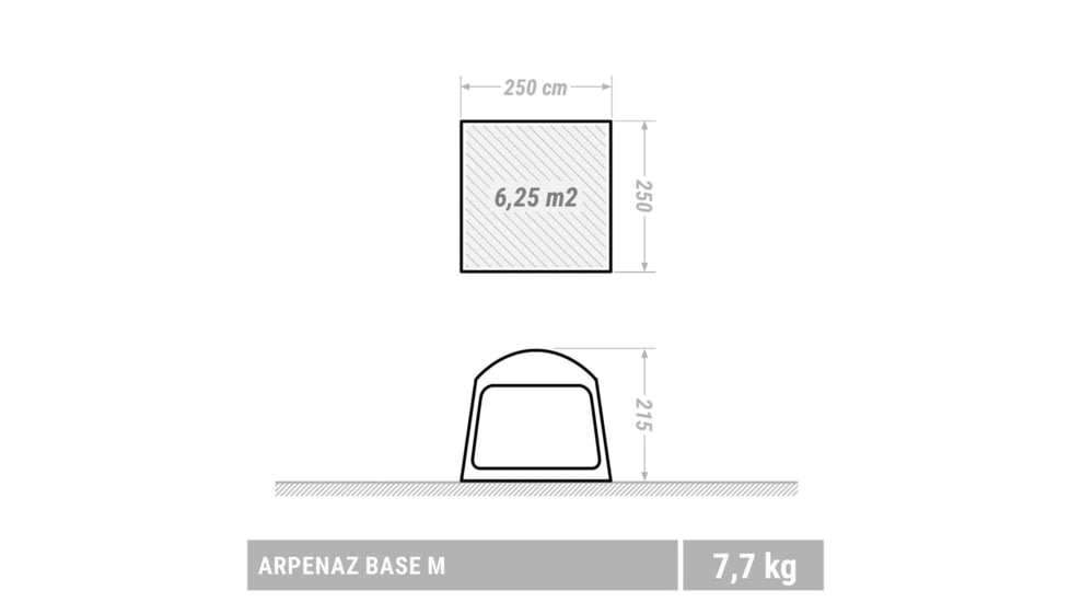 Decathlon Quechua Arpenaz Pole-Supported Waterproof Living Area Shelter Base, Blue, 6 Person, 4006568