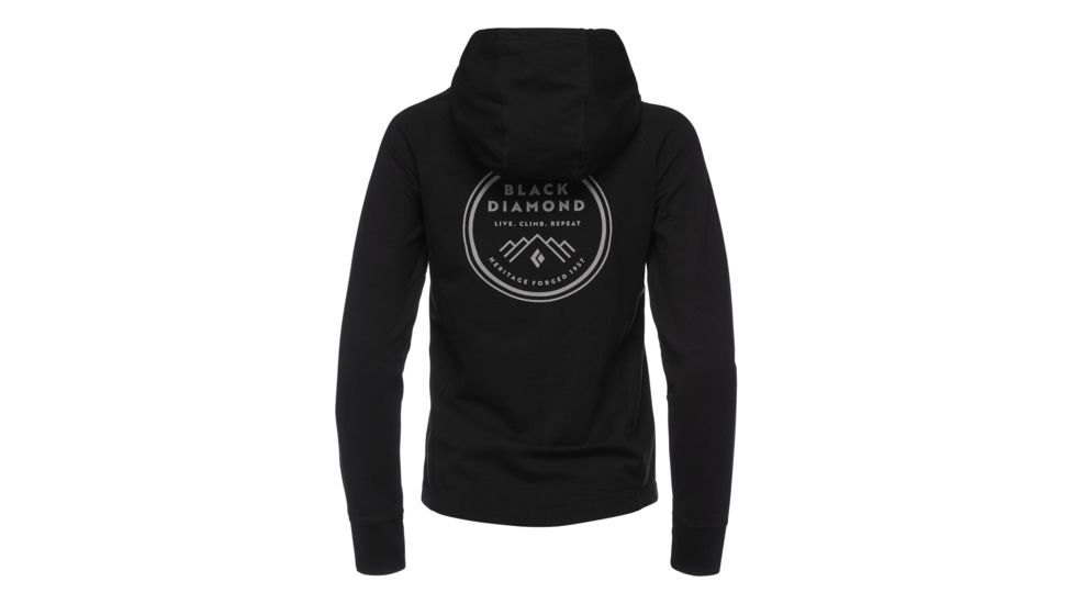 Demo, Black Diamond Heritage Logo FZ Hoodie - Womens, Black, Small, AP7300310002SML1