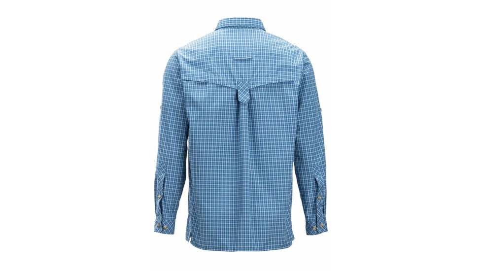 DEMO, ExOfficio Air Strip Check Plaid Long Sleeve Shirt - Mens, Medium, Dk Aegean, 1001-3159-Dk Aegean-M