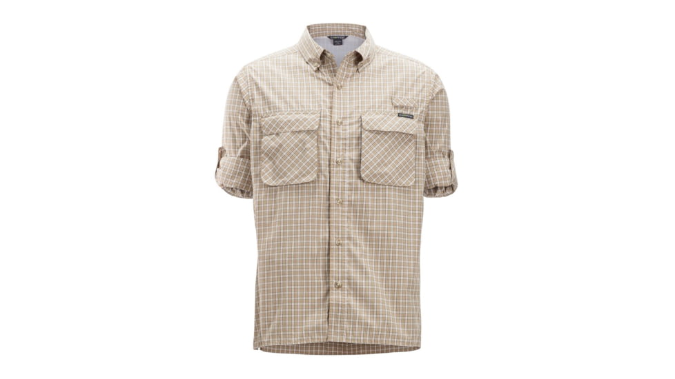 DEMO, ExOfficio Air Strip Check Plaid Long Sleeve Shirt - Mens, Medium, Lt Khaki, 1001-3159-Lt Khaki-M