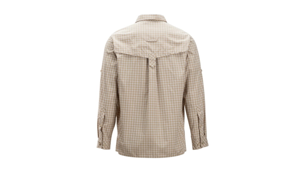 DEMO, ExOfficio Air Strip Check Plaid Long Sleeve Shirt - Mens, Medium, Lt Khaki, 1001-3159-Lt Khaki-M