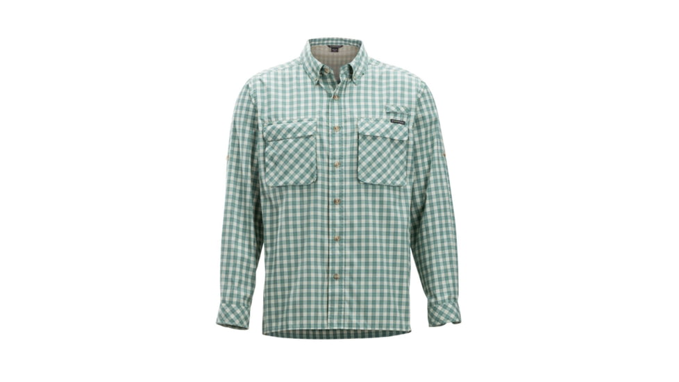 Demo, ExOfficio Air Strip Gingham Long Sleeve - Mens, Bonsai, Medium, 1001-3231-Bonsai-M