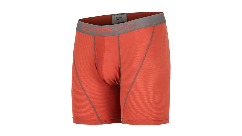 Demo, ExOfficio Give-N-Go Sport Mesh 6 Inch Boxer Brief, Retro Red/Slate, M, 12412336-3176-M