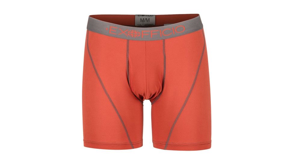ExOfficio Give-N-Go Sport Mesh 6 Inch Boxer Brief, Retro Red/Slate, XL, 12412336-3176-XL