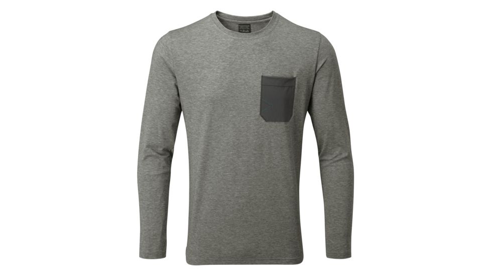 Demo, Rab Crimp Long Sleeve Tee - Mens, Grey Marl, Medium, QBU-58-GM-M