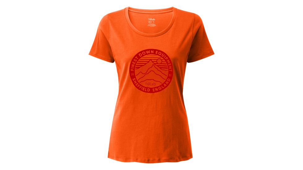 Demo, Rab Stance 3 Peaks Short Sleeve Tee - Womens, Firecracker, 12, QCB-11-FC-12