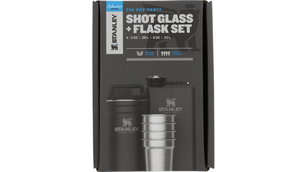 Demo, Stanley Adventure steel Shot Glass set with Flask, Black, 2oz/8oz, 10-01883-black