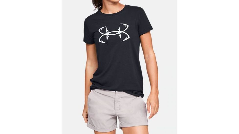 Demo, Under Armour Fish Hook Logo - Women's, Black, Small, 1331203-1-S-DEMO