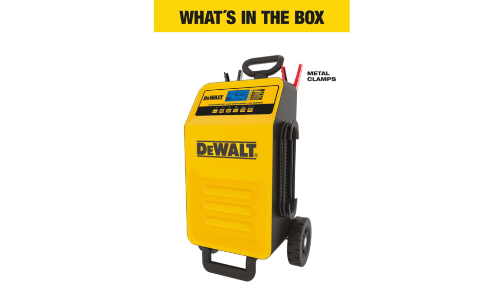DeWALT 40 Amp Professional Rolling Battery Charger, 3 Amp Maintainer With 200 Amp Engine Start, Yellow/Black, DXAEC200