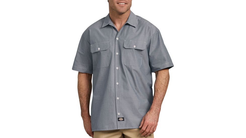 Dickies Relaxed Fit Short Sleeve Chambray Shirt, Navy - WS509NVC 2X