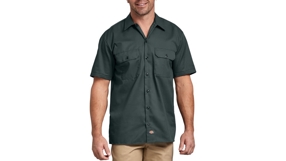 Dickies Short Sleeve Work Shirt - Mens, Hunter Green, Large, 1574GH-RG-L