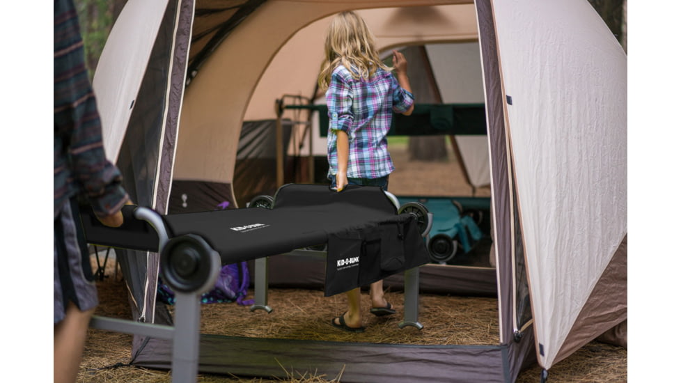 Disc-O-Bed Kid-O-Bunk Sleeping Cots w/ 2 Side Organizers, Black, 30505BO