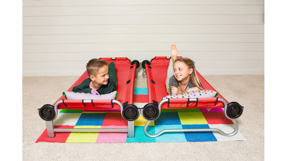 Disc-O-Bed Kid-O-Bunk Sleeping Cots w/ 2 Side Organizers, Red, 30405BO