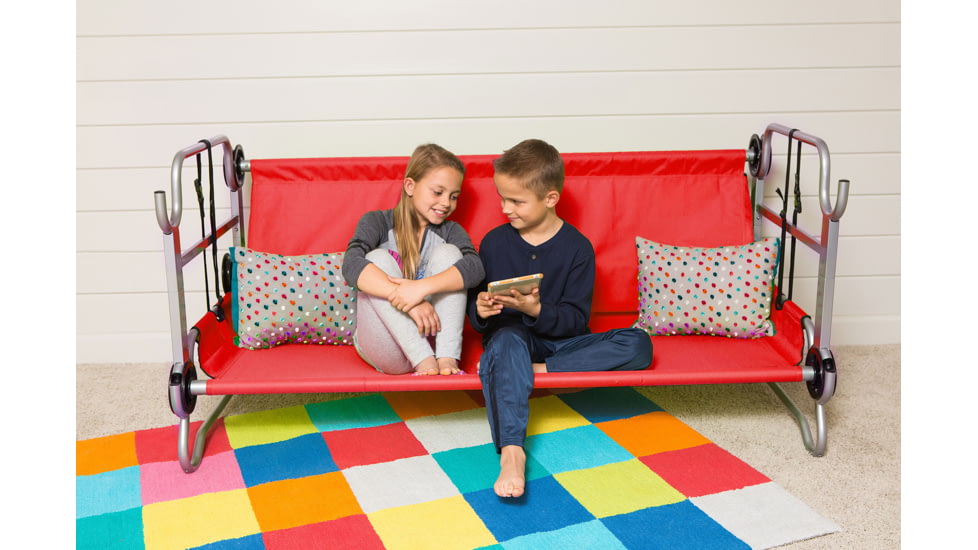 Disc-O-Bed Kid-O-Bunk Sleeping Cots w/ 2 Side Organizers, Red, 30405BO