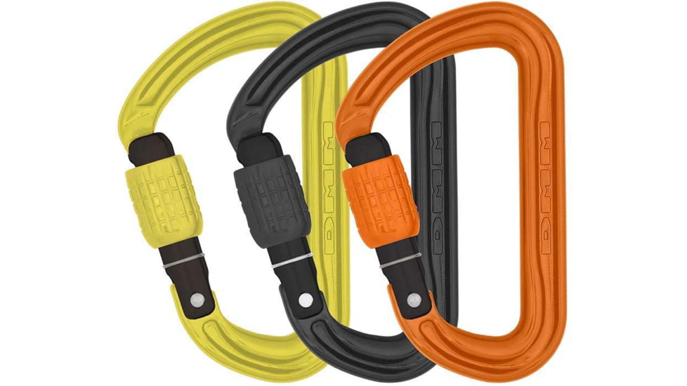 DMM Shadow Screwgate Colour Locking Carabiners - 3 Pack, Lime/Grey/Orange, One Size, A302-P3A