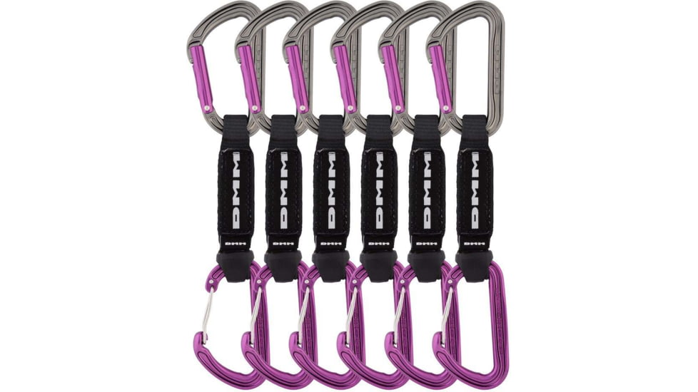 DMM Shadow/Spectre Hybrid Quickdraw - 6 Pack, Titanium/Purple, 12cm, A301-358PR-12P6