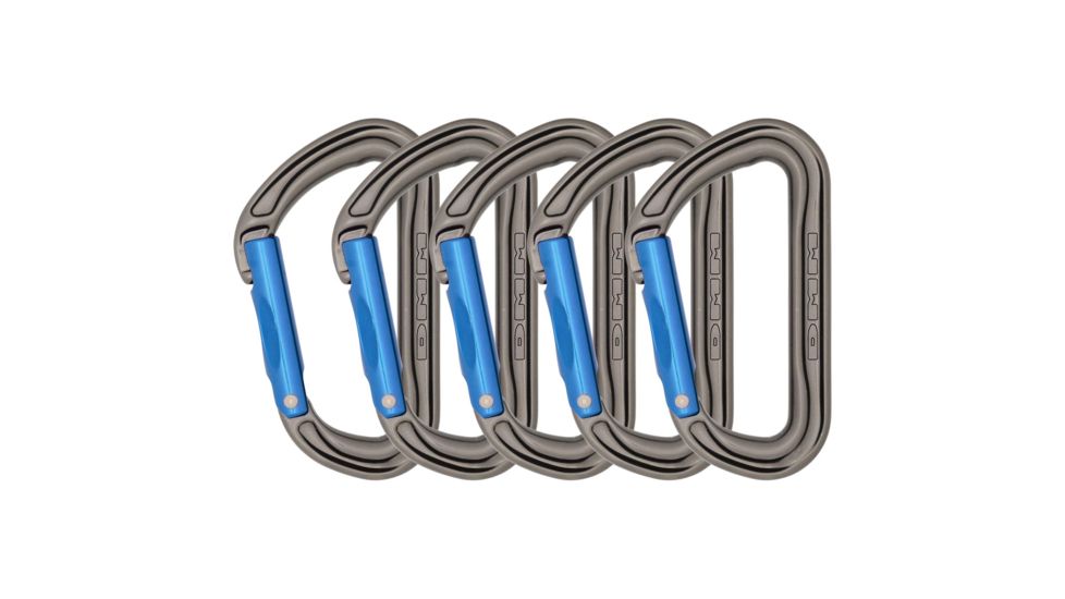 DMM Shadow Straight 5 Pack Carabiners, Titanium/Blue, A301BL-P5