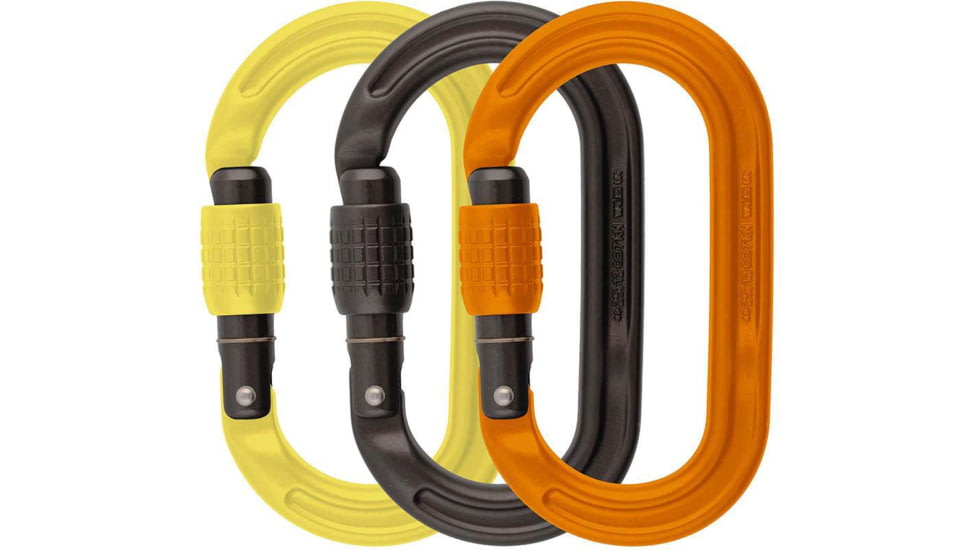 DMM Ultra O Screwgate Colour Locking Carabiners - 3 Pack, Lime/Grey/Orange, One Size, A322-P3A