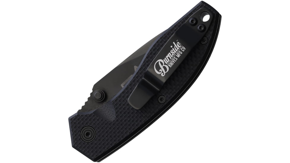 DMOS Burnside DMOS Black Folding Knife, 3.63in Closed, 2.5in Black D2 Tool Steel Blade, Black Textured G10 Handle, KNIFE-BURN-B