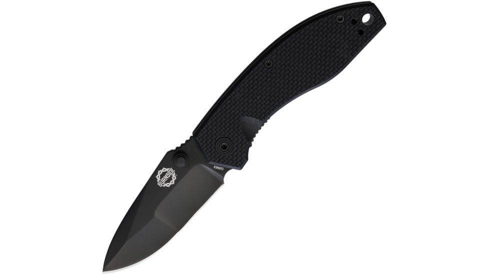 DMOS Burnside Black Folding Knife, 3.63in Closed, 2.5in, Black D2 Tool Steel Blade, Black Textured G10 Handle, KNIFE-BURN-B