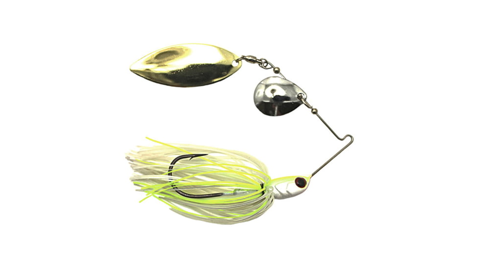 Dobyns D-Blade Advantage Series Spinnerbaits, Colorado/Willow Blade, 3/8oz, White/Chart, ADV 3/8 A07 COL/WIL