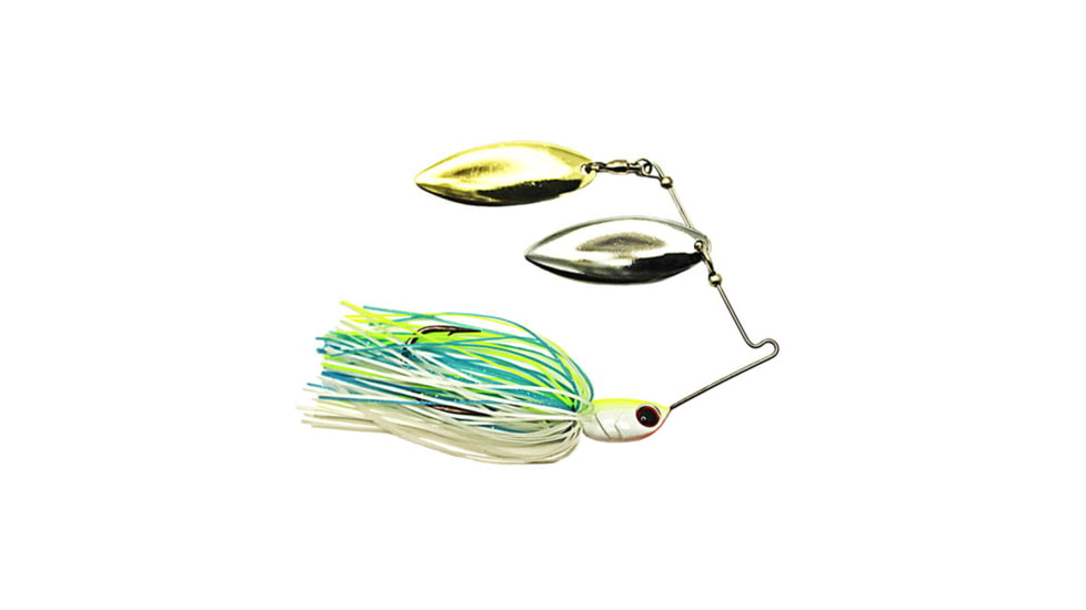 Dobyns D-Blade Advantage Series Spinnerbaits, Willow/Willow Blade, 1/2oz, White/Chart/Blue, ADV 1/2 A06 WIL/WIL