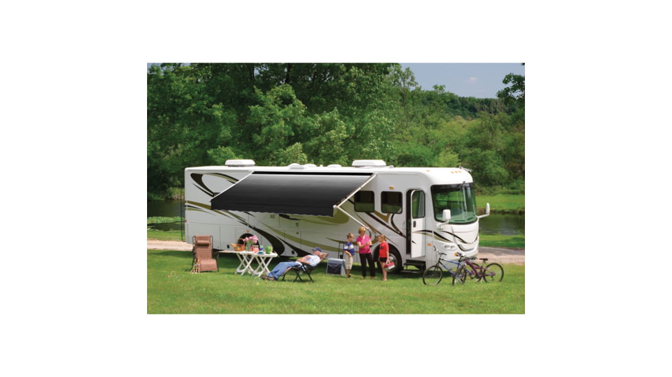 DOMETIC 8500 Manual Patio Awning With Black Weathershield, Onyx Linen Fade, 10ft, 848NR10.300U