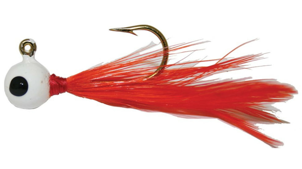 Double-O Tackle Company Flu-Flu Jig, 1/32 oz, Sz 8 Hook, Glow/White Red, 62431