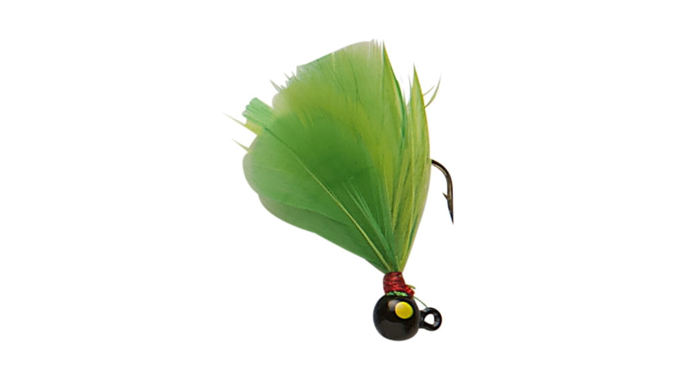 Double-O Tackle Company Flu-Flu Jig, 1/64 oz, Sz 10 Hook, Black/Chartreuse &amp; Lime, 61293