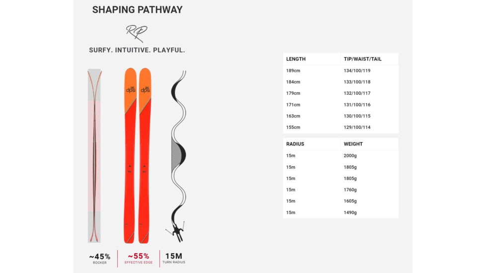 DPS 100RP Pagoda Skis, Orange, 184 cm, S-P100RP-184OR