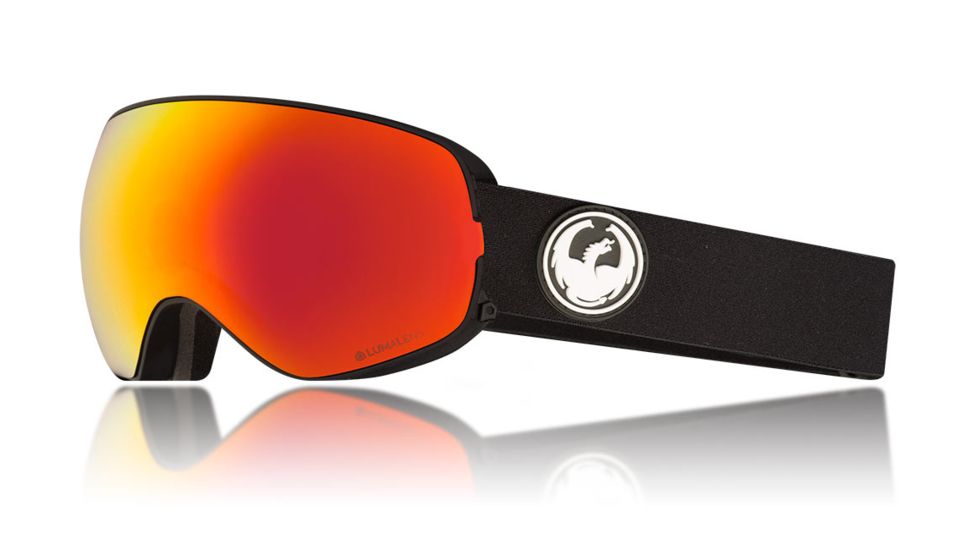 Dragon X2s Goggles, Black/LumaLens Red Ion, with Bonus LumaLens Rose, One Size 307867230332