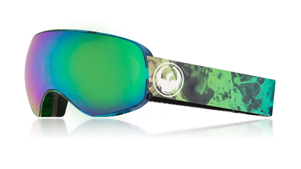 Dragon X2s Goggles, Ink/LumaLens Green Ion, with Bonus LumaLens Amber, One Size 307867230905