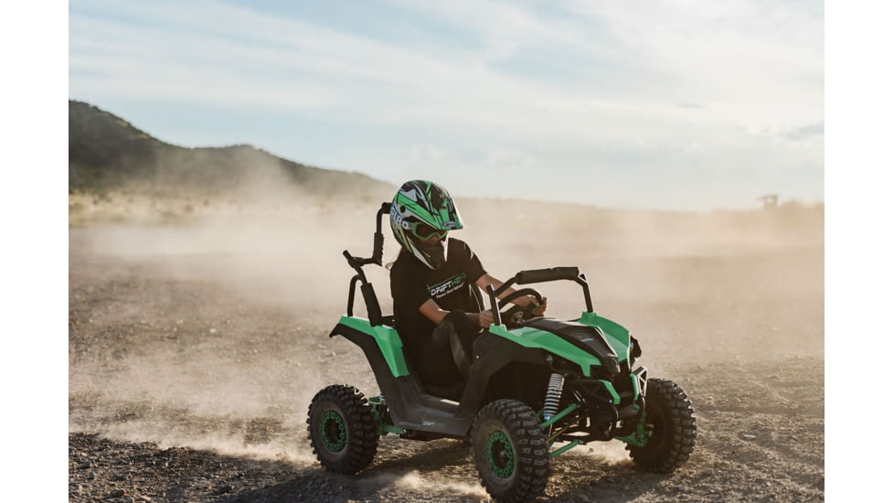 Drift Hero Single Seat EV 1200W Go Kart, Black/Green, 57.1x34.25x38.98 in, DH1020