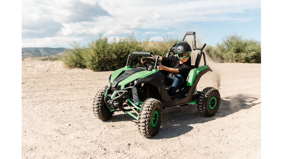 Drift Hero Single Seat EV 1200W Go Kart, Black/Green, 57.1x34.25x38.98 in, DH1020