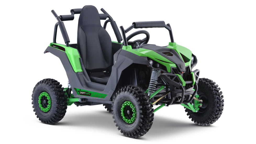 Drift Hero Single Seat EV 1200W Go Kart, Black/Green, 57.1x34.25x38.98 in, DH1020