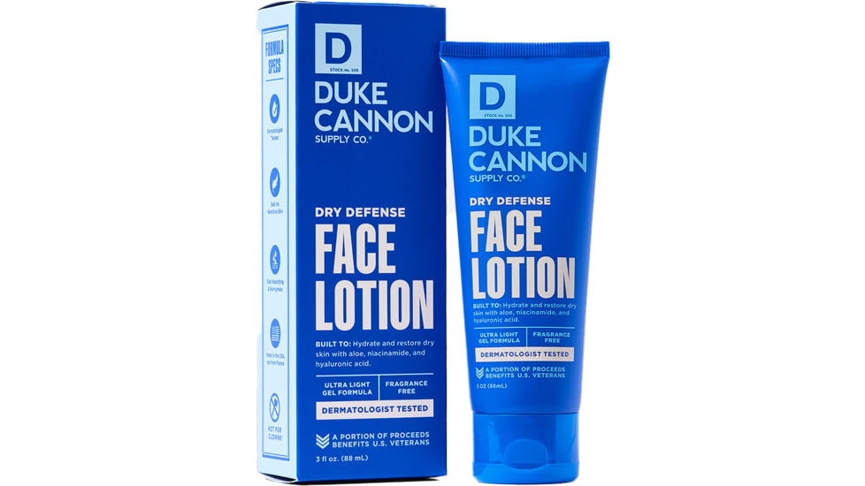 Duke Cannon Supply Co Dry Defense Face Lotion, Blue, Small, FCDEFENSELOTION