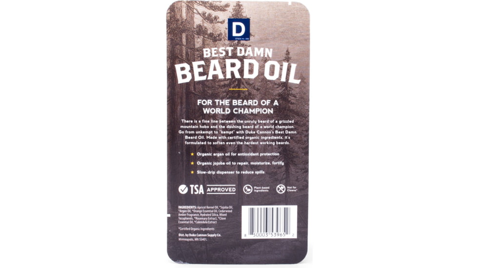 Duke Cannon Supply Co Mini Beard Oil, Travel Size, BLISTEREDMINIBDOIL