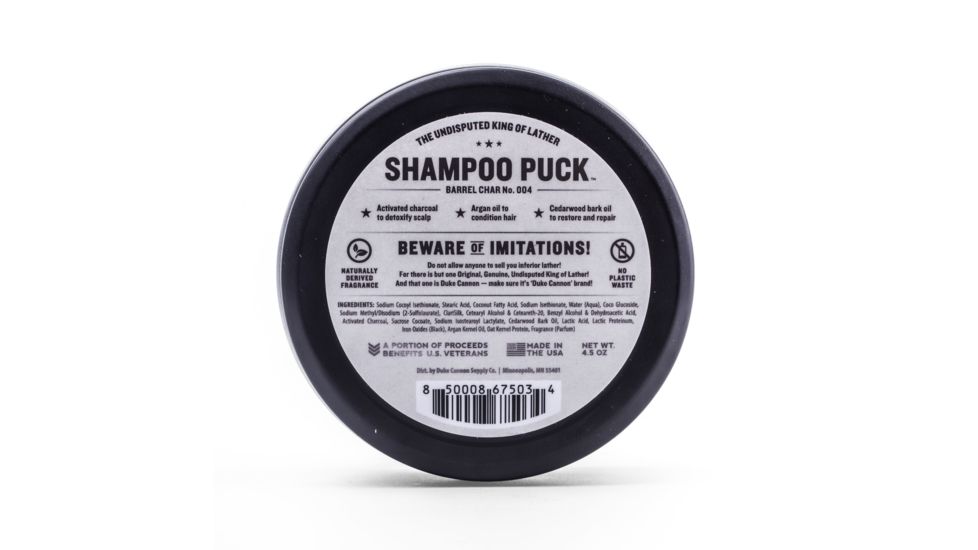 Duke Cannon Supply Co Shampoo Puck Barrel Char, 4.5 oz Jar, SHAMPUCKBARRELCHAR