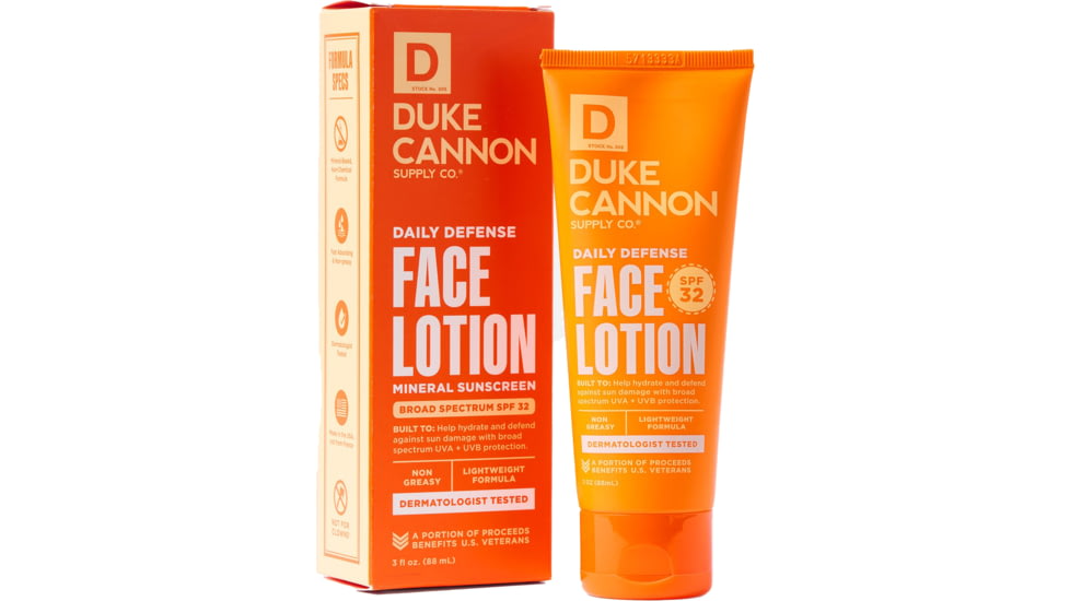 Duke Cannon Supply Co SPF 32 Daily Defense Face Lotion, Orange, Small, FCSPFLOTION