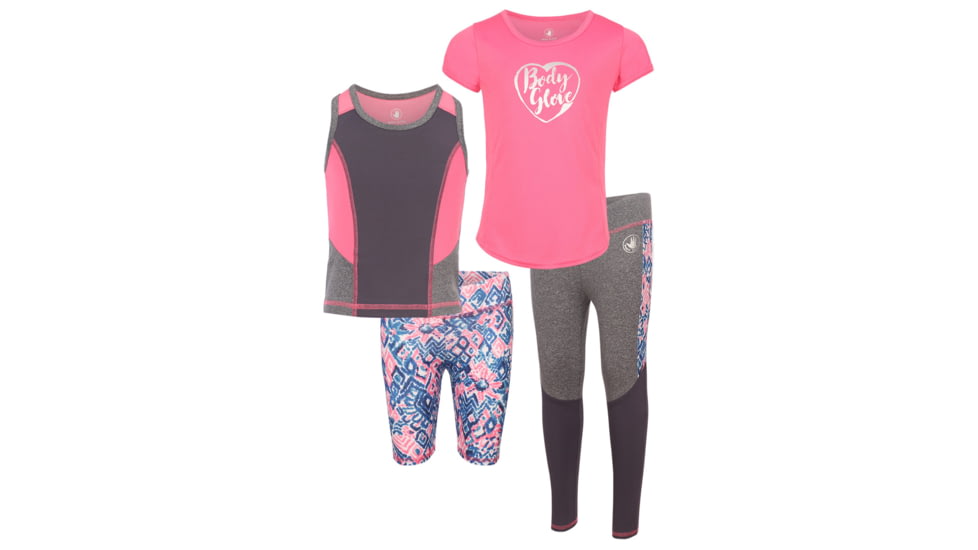 Body Glove Girls Four-Piece Diamond-Print Set 7-12 - Aqua &amp; Pink 92B7EC67, 10, Aqua &amp; Pink, 8362BGS31-A-10