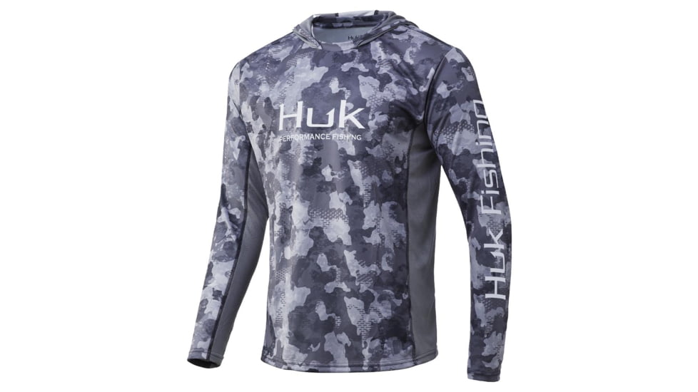 HUK Performance Fishing Icon X KC Refraction Camo Hoodie - Mens, Storm, Small, H1200287-039-S