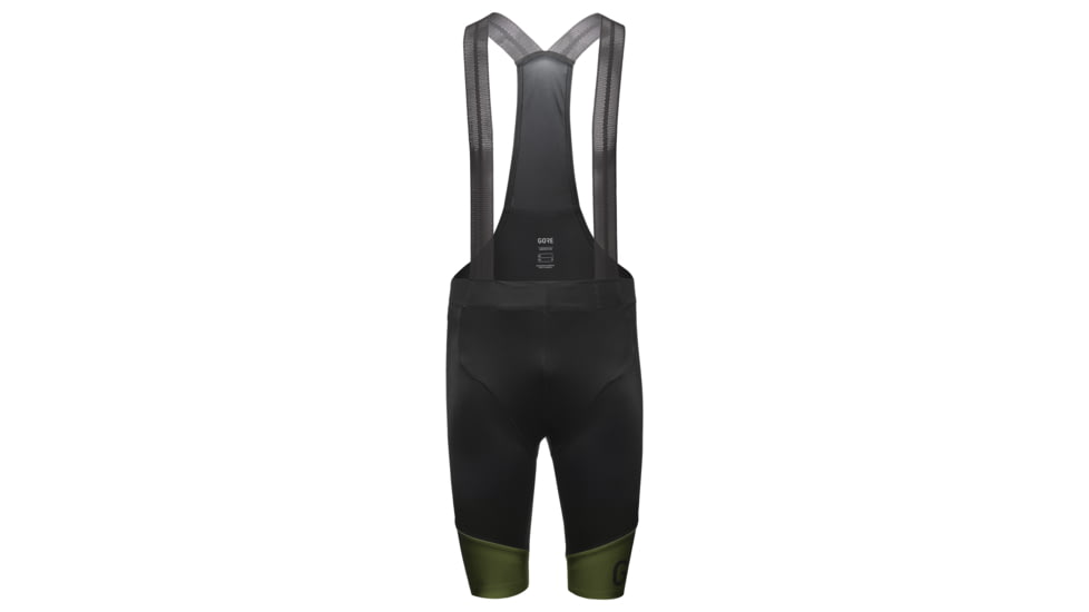 GOREWEAR Ardent Fade Bib Cycling Shorts+ Mens in Black/Utility Green XL Form fit Windproof EBC31007, 100775-99BH-XXL
