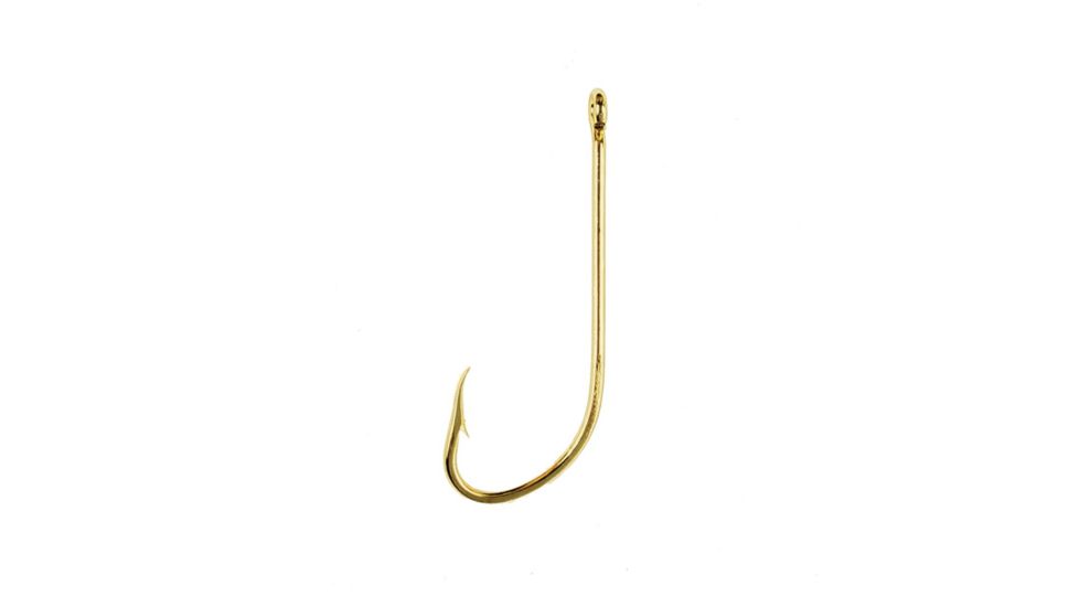 Eagle Claw 1x Long Shank Hook,Offset,Ringed Eye,Forged,Gold 108AH-1
