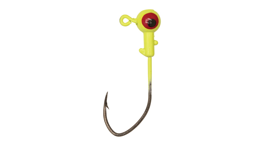 Eagle Claw Ball Head Jig Pro V Hook, Chartreuse, 1/32oz, 10 per Pack, PFPV132-3